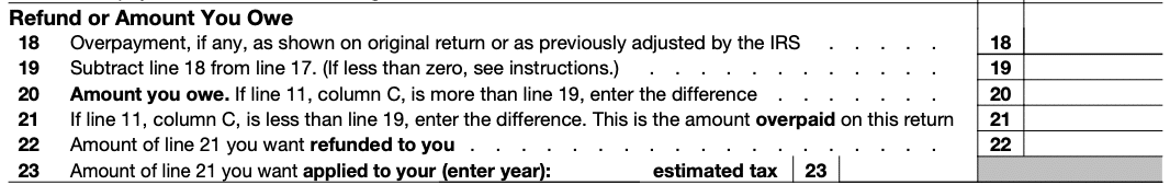 1040-X Repayment or Debt