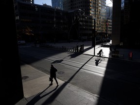 Commuters in Toronto's Financial District.