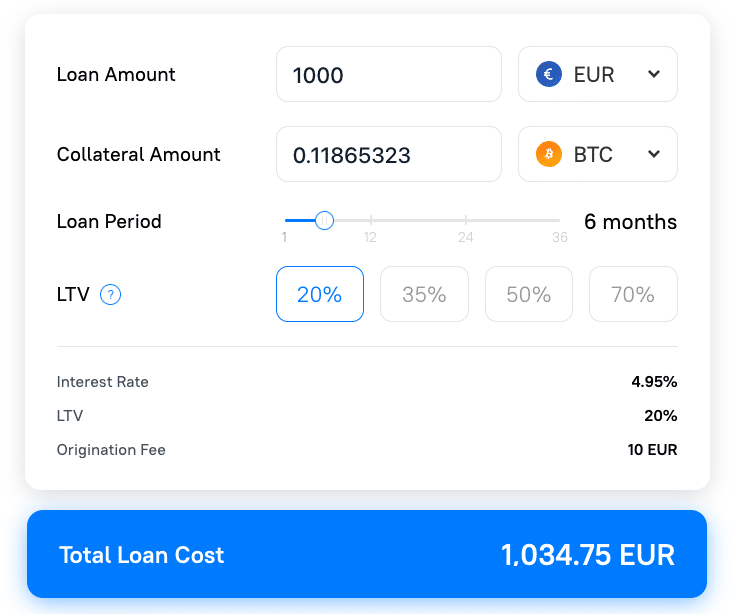 CoinLoan Crypto-gesteunde leningen Screenshot